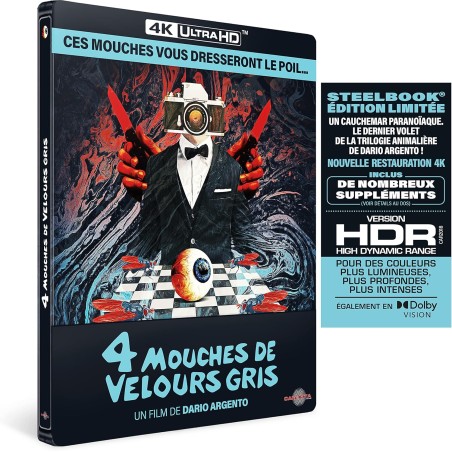 4 MOUCHES DE VELOURS GRIS -  4K UHD - Édition LIMITEE SteelBook