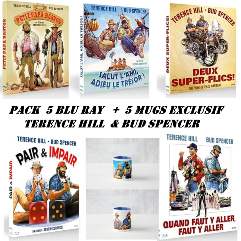 PACK 5 BLU RAY + 5 MUG - TERENCE HILL & BUD SPENCER