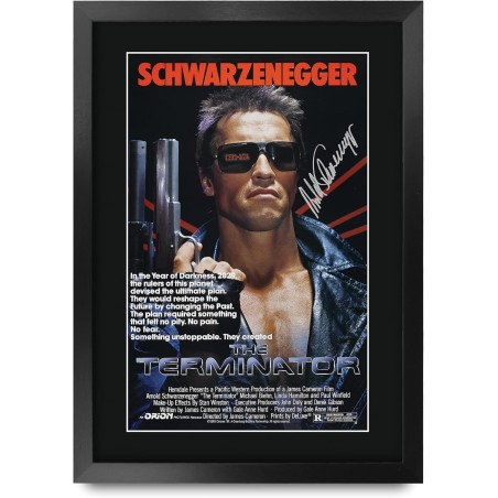 Terminator - Arnold Schwarzenegger -  Affiche  + autographe  - A3 Encadré