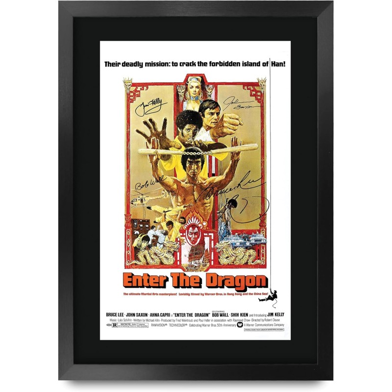 Enter the Dragon ( OPERATION DRAGON ) - BRUCE LEE - Affiche Signée - A3 Encadré