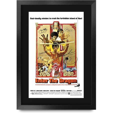 Enter the Dragon ( OPERATION DRAGON ) - BRUCE LEE - Affiche Signée - A3 Encadré