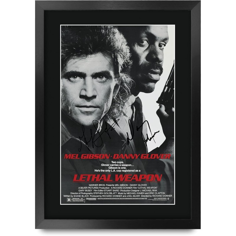 L'ARME FATALE -  Mel Gibson - Affiche + autographe  - A3 Encadré