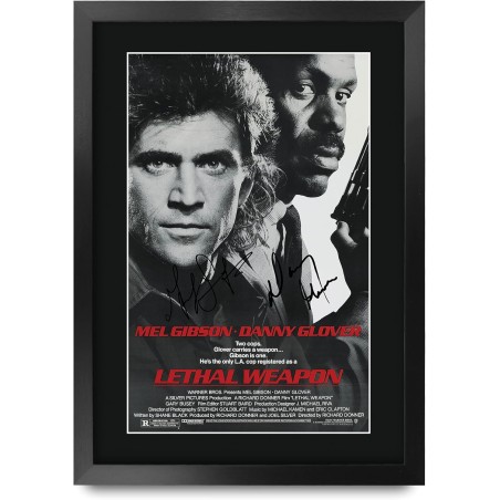 L'ARME FATALE -  Mel Gibson - Affiche + autographe  - A3 Encadré